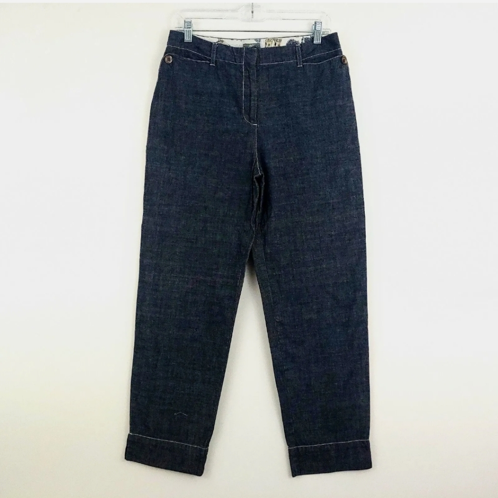 J. Jill W Cotton Straight Leg High Rise Blue Pants Sz 6